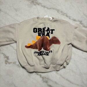 Zara Kids Dinosaur Sweatshirt - Cream and Brown